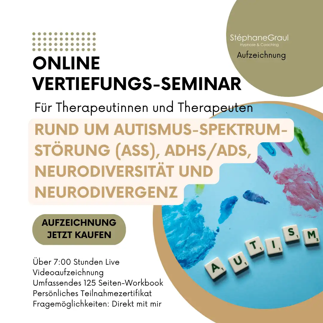 Online-Seminar über Autismus, ADHS und Neurodivergenz für Therapeut:innen. 7 Stunden Video, Workbook und Zertifikat.