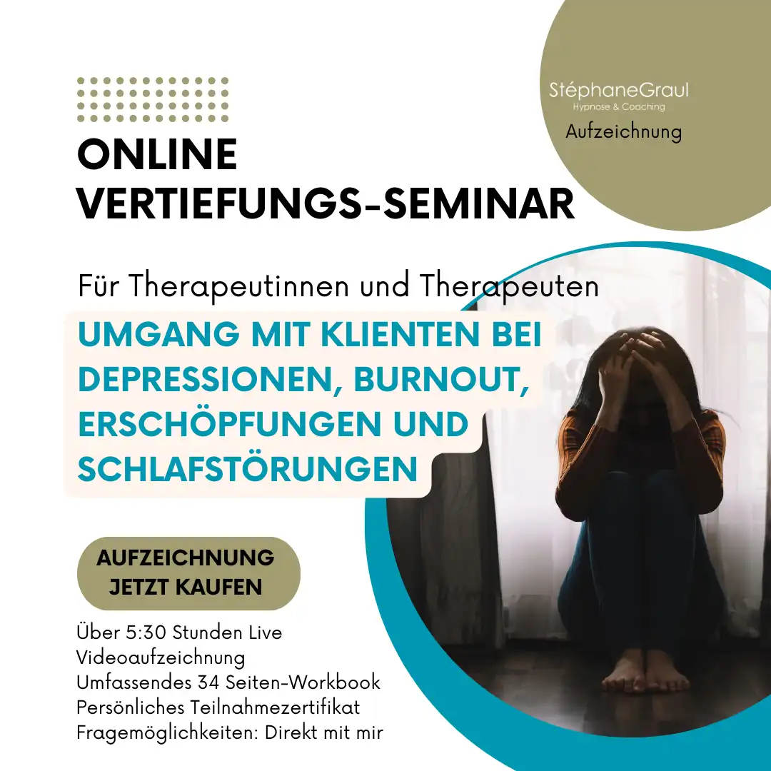 Online-Seminar für Therapeuten über Umgang mit Depression, Burnout, Erschöpfung und Schlafstörungen. Jetzt buchen.
