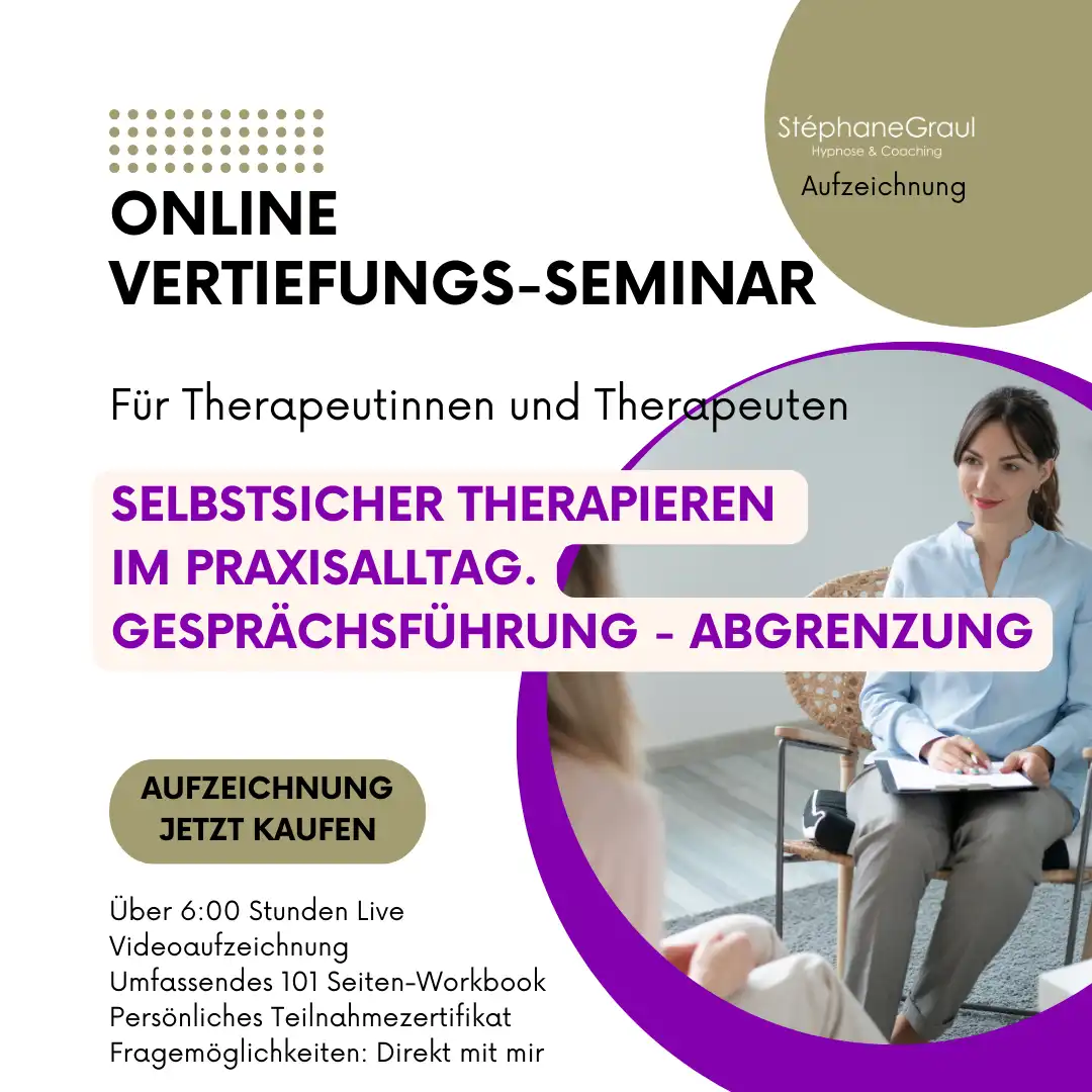 Online-Seminar für Therapeut*innen: Selbstsicher therapieren, Gesprächsführung und Abgrenzung. Jetzt Aufzeichnung kaufen.